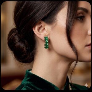 Elegant Green Gemstone Earrings